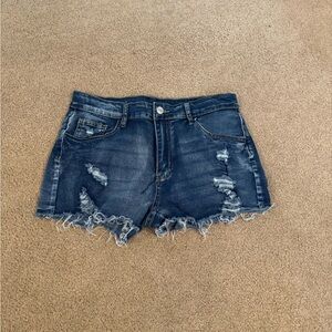 SHEIN Blue Distressed Jean Shorts